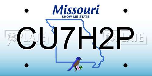 CU7H2P Missouri License Plate