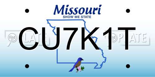 CU7K1T Missouri License Plate