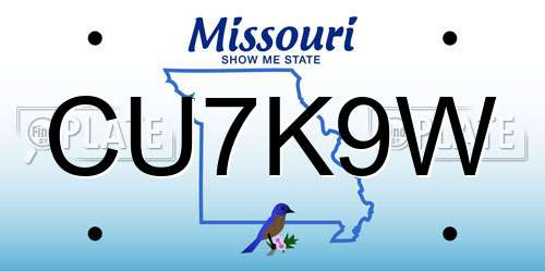 CU7K9W Missouri License Plate