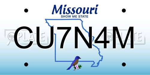 CU7N4M Missouri License Plate