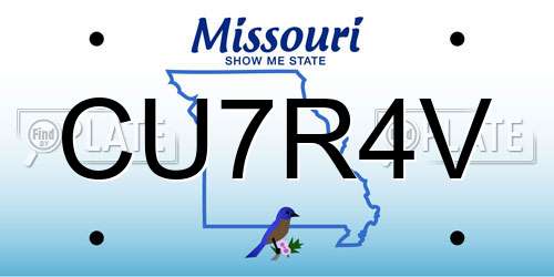 CU7R4V Missouri License Plate