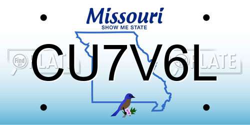 CU7V6L Missouri License Plate