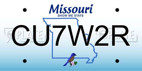 CU7W2R Missouri License Plate