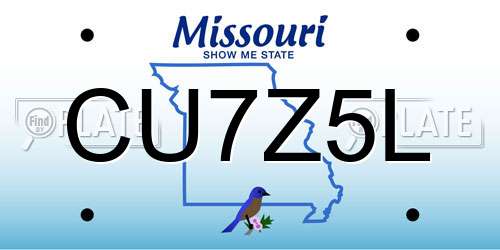 CU7Z5L Missouri License Plate
