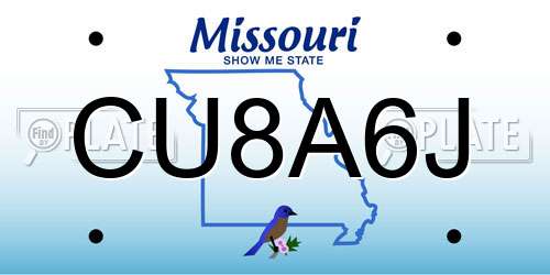 CU8A6J Missouri License Plate
