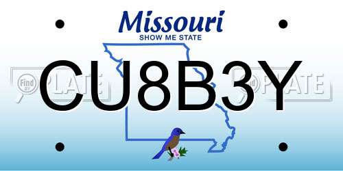 CU8B3Y Missouri License Plate