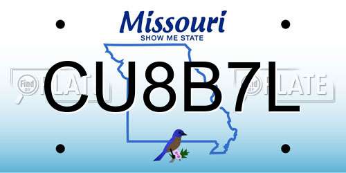 CU8B7L Missouri License Plate