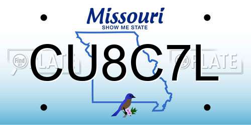 CU8C7L Missouri License Plate