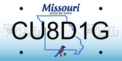 CU8D1G Missouri License Plate