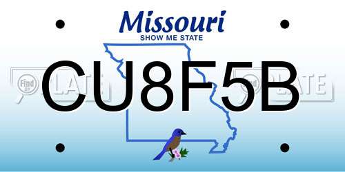 CU8F5B Missouri License Plate