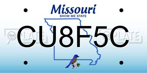 CU8F5C Missouri License Plate
