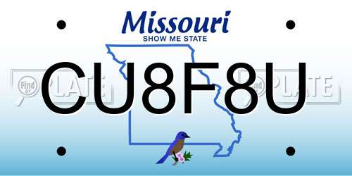CU8F8U Missouri License Plate