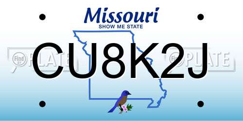 CU8K2J Missouri License Plate