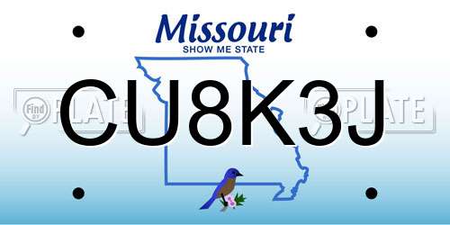 CU8K3J Missouri License Plate