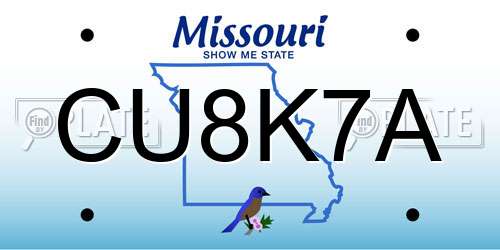 CU8K7A Missouri License Plate