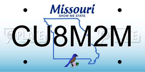 CU8M2M Missouri License Plate