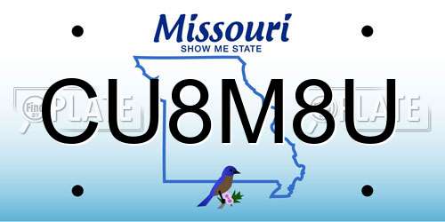 CU8M8U Missouri License Plate