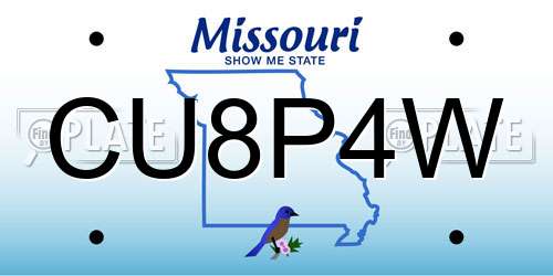 CU8P4W Missouri License Plate