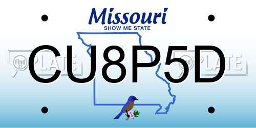 CU8P5D Missouri License Plate