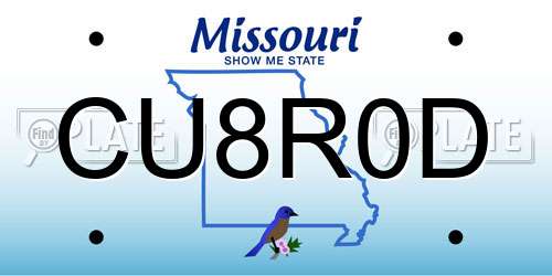CU8R0D Missouri License Plate
