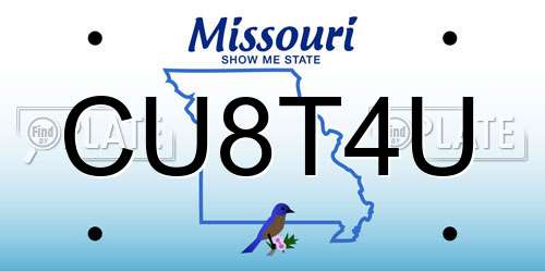 CU8T4U Missouri License Plate