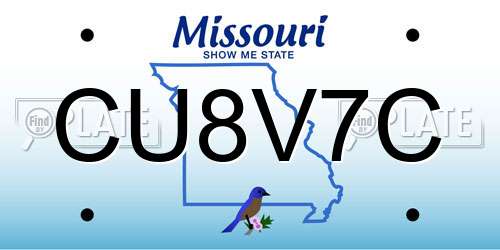 CU8V7C Missouri License Plate