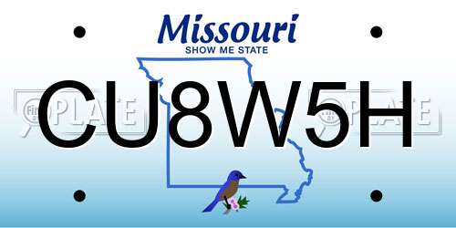 CU8W5H Missouri License Plate