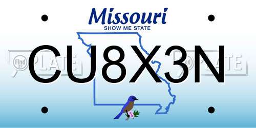 CU8X3N Missouri License Plate
