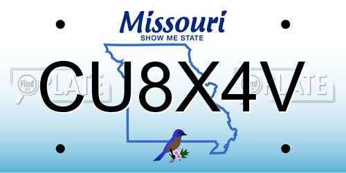 CU8X4V Missouri License Plate