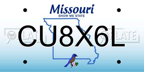 CU8X6L Missouri License Plate