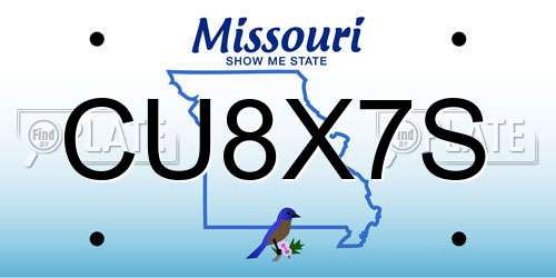 CU8X7S Missouri License Plate