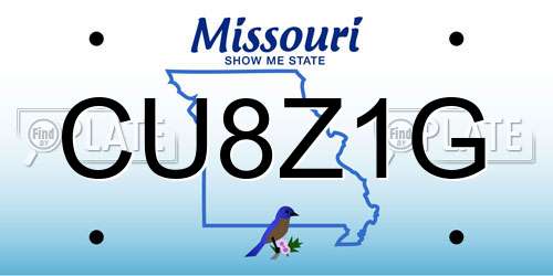CU8Z1G Missouri License Plate