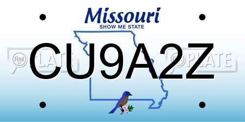 CU9A2Z Missouri License Plate