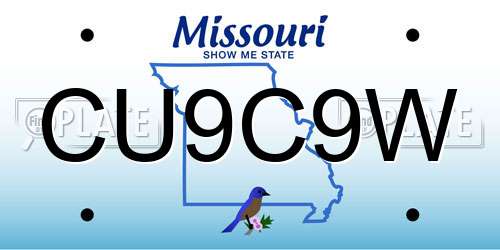 CU9C9W Missouri License Plate