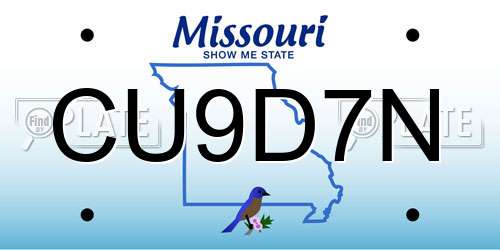 CU9D7N Missouri License Plate