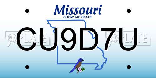 CU9D7U Missouri License Plate