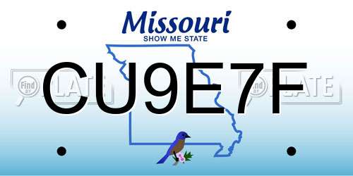 CU9E7F Missouri License Plate