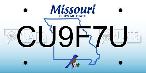 CU9F7U Missouri License Plate