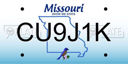 CU9J1K Missouri License Plate
