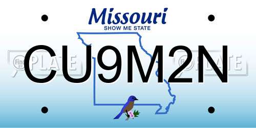 CU9M2N Missouri License Plate