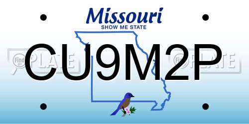CU9M2P Missouri License Plate