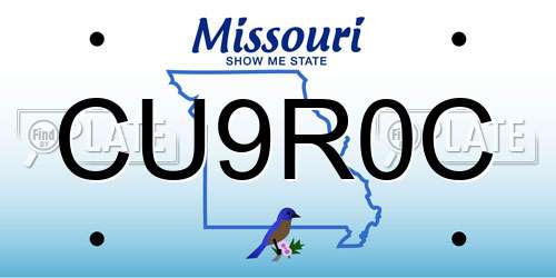 CU9R0C Missouri License Plate