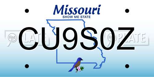 CU9S0Z Missouri License Plate