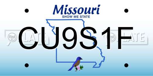 CU9S1F Missouri License Plate