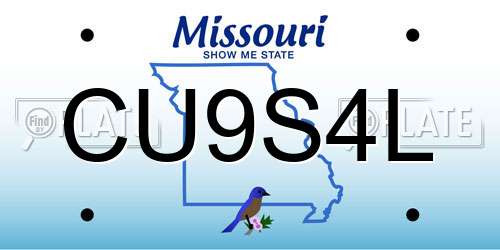 CU9S4L Missouri License Plate