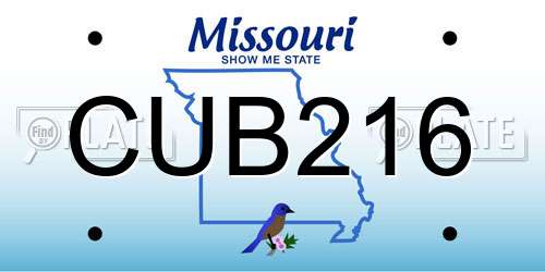 CUB216 Missouri License Plate