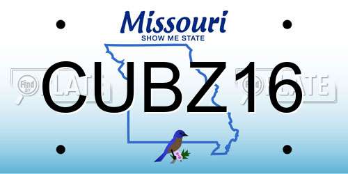 CUBZ16 Missouri License Plate