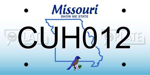 CUH012 Missouri License Plate