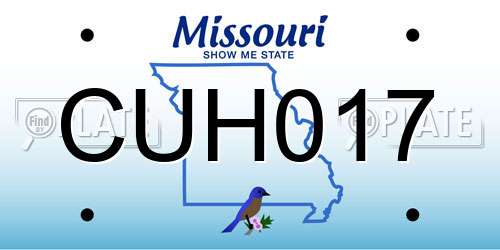 CUH017 Missouri License Plate