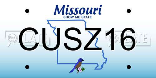 CUSZ16 Missouri License Plate